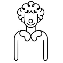 One line clown portrait silhouette