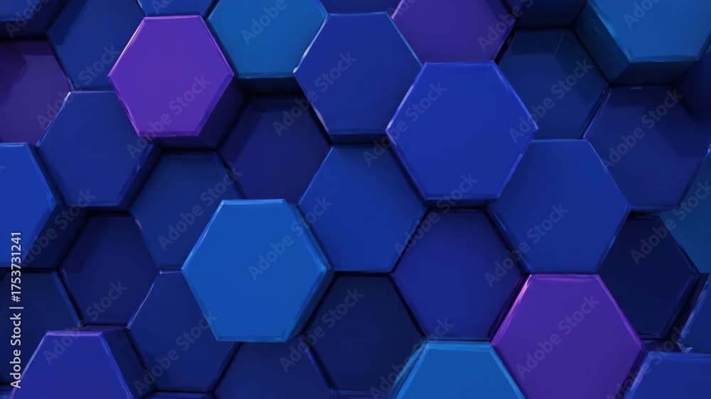 Wall mural shifting hexagonal tiles intertwining seamlessly looping abstract background energy, minimal, morphi