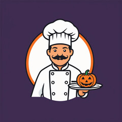 Halloween chef with pumpkin