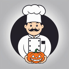 Halloween chef with pumpkin