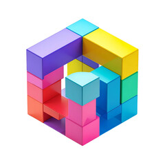 Obraz premium Abstract colorful geometric shapes form an impossible cube.