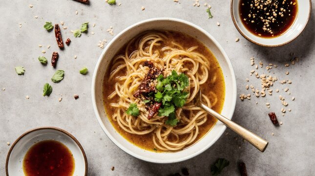 Youpo Mian Chinese Chili Oil Noodles in Elegant Gourmet Presentation