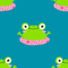 Cartoon animals seamless frogs pattern for wrapping paper and fabrics and kids clothes print and party accessories
