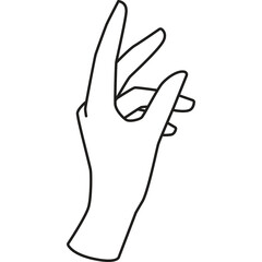 Outline Of A Human Hand Gesturing To Hold A Small Object Against A Transparent Background
