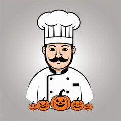 Halloween chef with pumpkin