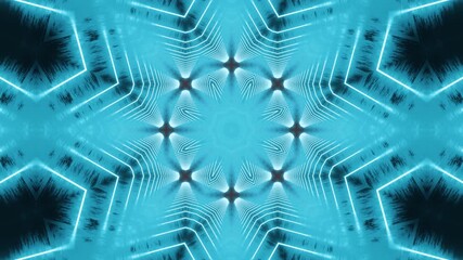 Acid neon mandala kaleidoscope abstract background glowing in octagonal fractal formations, luminous futuristic symmetry evolving into radiant digital visual structures - Powered by Adobe