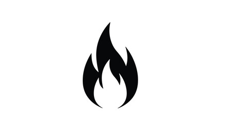 Simple, elegant black flame icon symbolizing heat and energy on a white background.