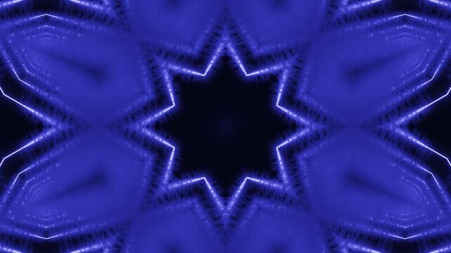 Abstract acid neon kaleidoscope mandala background glowing with octagonal fractal symmetry, luminous futuristic geometry endlessly evolving radiant motion textures