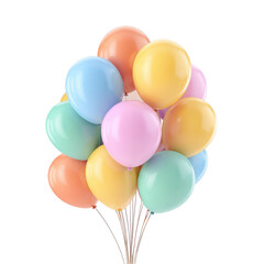 A cluster of pastel-colored balloons