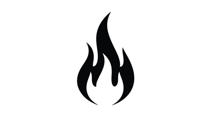 Simple black flame icon against a white background, representing heat and energy.