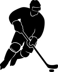 Dynamic hockey player in action, perfect for sports marketing, team logos, or athletic designs. Showcase power, speed, and competition with this athlete figure