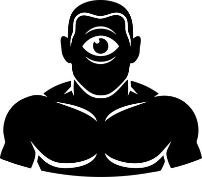 Mythical cyclops warrior with powerful physique and single eye stares intensely forward, embodying ancient strength and folklore legends.