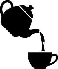 Elegant teapot gracefully pouring steaming beverage into a delicate cup, creating a moment of serene indulgence and warmth.