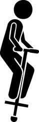 Dynamic stick figure joyfully bouncing on a pogo stick, embodying energetic fun and active play in a simple, iconic style