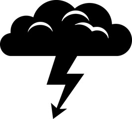 Dynamic storm cloud with powerful lightning bolt striking downwards, symbolizing energy and natural force, perfect for dramatic weather concepts.