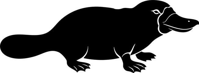Iconic platypus silhouette instantly recognizable for wildlife projects and educational materials celebrating unique creatures