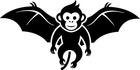 Whimsical winged monkey character soaring with playful energy, perfect for fantasy and adventure themes