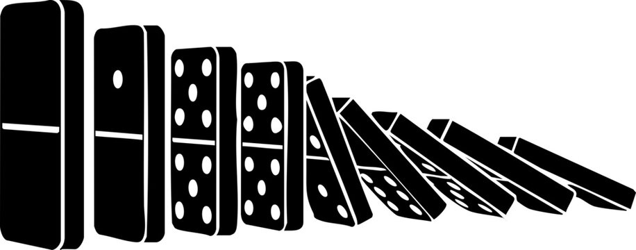 Dynamic domino effect showcases cascading momentum and strategic chain reactions for business success and impactful change