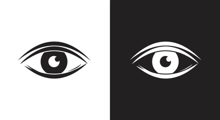 Stylized black and white human eye icons shown in positive and negative space for vision concepts.