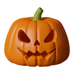 3D orange pumpkin with carved spooky face glowing in the dark, classic Halloween jack-o’-lantern design perfect for decoration, party visuals, and festive digital artwork concepts.