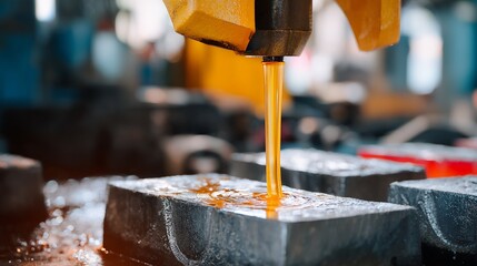 trending minimal lifestyle Industrial Metalworking Process with Cooling Fluid in Action modern commercial background