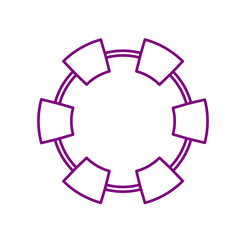 Minimal segmented mandala frame, bold purple geometric round border with dynamic rectangular angles, abstract symmetry for branding,invitations,decor,web,accents, vectors, layout,and creative projects