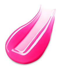 Pink lip gloss texture isolated on white background. Smudged cosmetic product smear. Makeup swatch product sample
