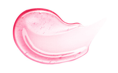 Pink lip gloss texture isolated on white background. Smudged lipgloss cosmetic product smear. Makeup swatch product sample