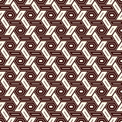Hexagonal seamless pattern. Honeycomb surface print. Mosaic tiles. Flooring background. Wicker, weave, entwine effect geometric ornament. Modern geo design wallpaper. Vector abstract