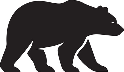 Black silhouette of a bear walking on white background animal
