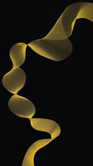 Abstract golden ribbon or wave on black background creating a modern and elegant design for contemporary projects
