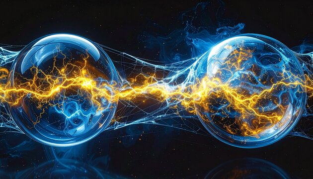 Szklane kule powiązane w sieć za pomocą połączeń elektrycznych.