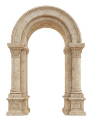 Ornate stone archway, light beige color