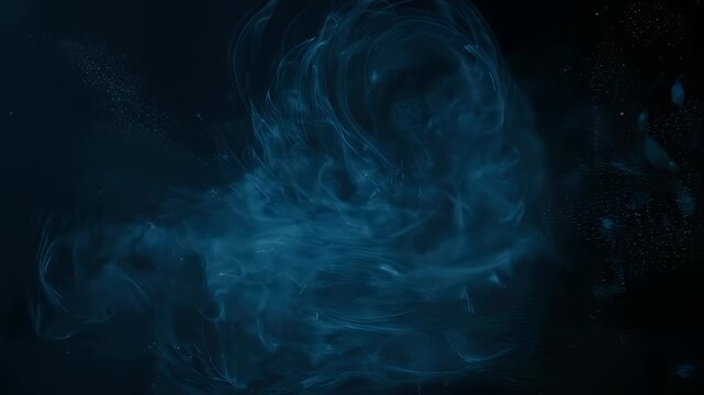 Blue-hued, swirling wisps against a dark backdrop, creating an ethereal, abstract composition
