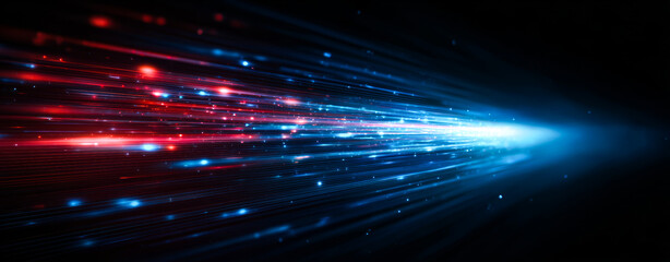 Naklejka premium Abstract futuristic background with glowing lines and a digital data stream.