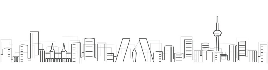 Madrid Simple Dark Lines Skyline on White Background