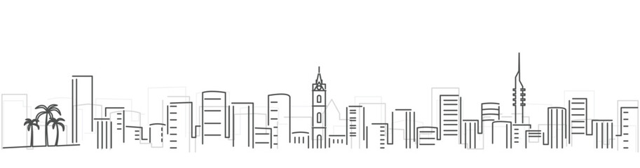 Tel Aviv Simple Dark Lines Skyline on White Background