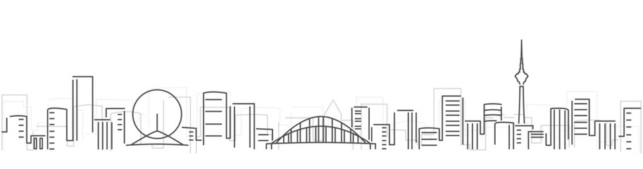 Tianjin Simple Dark Lines Skyline on White Background