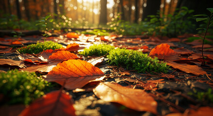 Forest Floor with Fallen Leaves