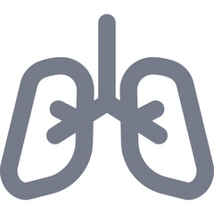 Simple gray outline icon of human lungs with a transparent background representing respiratory system and medical concepts
