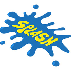 Blue Splash Water With Yellow Splash Text On Transparent Background