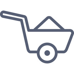 Simple Icon of a Wheelbarrow Filled with Sand Representing Construction and Transport on a Clean Transparent Background