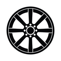 Naklejka premium Sleek Black Car Wheel Rim Design with Eight Spokes and Circular Center Hub