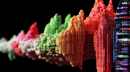 Colorful sound wave visualization with geometric peaks and valleys