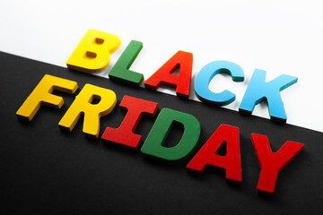 black friday word written on colorful cubes
