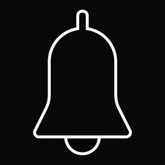 White bell outline icon isolated on a black background. Notification line bell symbol for your web site design, alarm clock, logo, app, UI. Merry Christmas concept,sign. Vector illustration, eps 10