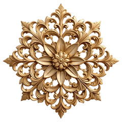 Ornate golden floral rosette ornament on a black background.