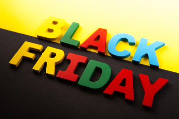 black friday word written on colorful cubes