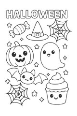 Vector Celebration Icons Set - Halloween doodle coloring