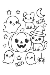 Cute cartoon coloring page - Halloween doodle